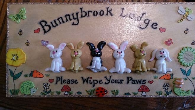 6 character Large 3d Bunny Rabbit Sign Any Phrasing Personalised & Customised Plaque Handmade To Order Unique OOAK