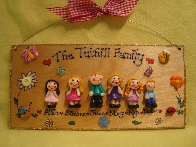 6 character lARGE 9.5 X 4.5 inch 3d Family Sign Handmade Personalised Plaque Customised