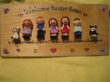 7 CHARACTER 3D PERSONALISED FAMILY WELCOME HOME SIGN HANDMADE PERSONALISED & UNIQUE PLAQUE OOAK