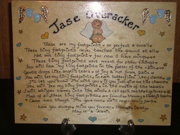 Angel Baby Memorial Wooden Sign Handmade Unique Item Personalised Plaque Tiny Footprints Miscarriage Stillborn child