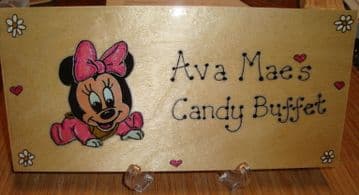 Baby Minnie Mouse Large Children's Personalised Wooden Sign 9.5 x 4 inches Suitable for Any