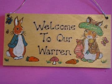 Benjamin Bunny & Peter Rabbit  Personalised Unique Wooden Door or Wall Sign Nursery, Playroom or Wendy House Plaque Handcrafted (1)