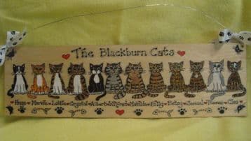 BEWARE OF THE CATS OR ANY OTHER PHRASE WOODEN PERSONALISED up to 12 CHARACTERS SIGN PLAQUE HANDMADE