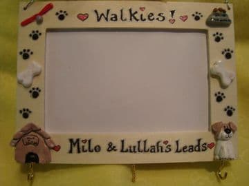 Dog Photo (6 x 4 inch) Frame with Hooks For Keys Leads or Collars Personalised Landscape or Portrait Unique OOAK