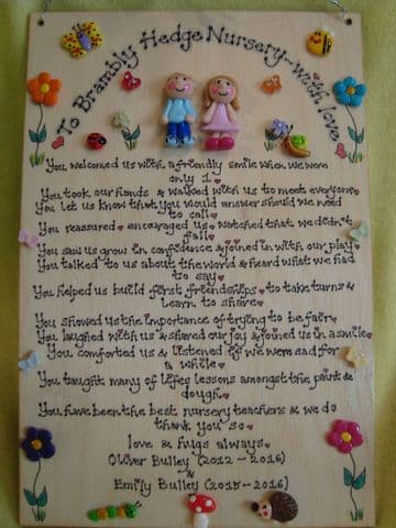End Of Term 2 character Thank You Personalised Nursery, School Classroom  or Playgroup Sign Plaque Sentimental Poem Gift (1)