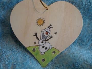 Frozen Olaf Snowman Personalised Wooden Hanging Heart Sign Plaque Any Phrasing Bedroom Christmas In Summer Bridesmaid Pageboy