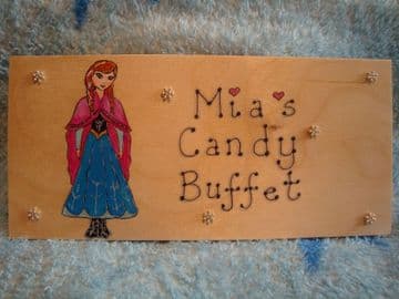 Frozen Princess Anna Large Children's Personalised Wooden Sign, 9.5 x 4 in Suitable for Any Occasion Unique Any Phrasing bedroom, playhouse etc