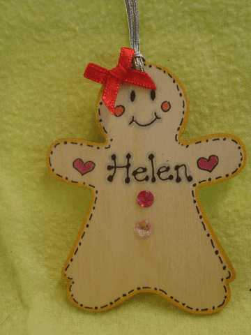Gingerbread lady girl Christmas Tree Hanger wooden personalised