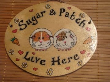 GUINEA PIG /BUNNY HUTCH RUN CAGE OR BEDROOM SIGN ANY COLOUR RABBIT WOODEN PERSONALISED OVAL ORDER