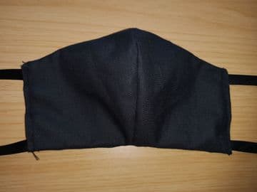 Handmade Breathable Eco Friendly Cotton Face Mask black plain Adjustable ties or elastic loops