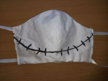 Handmade Breathable Eco Friendly Cotton Face Mask Jack Skellington grin Adjustable