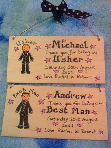 PAGEBOY RINGBEARER USHER BEST MAN WEDDING CHARACTER FAVOUR KEEPSAKE THANK YOU SIGN PERSONALISED Handmade Each One Unique OOAK