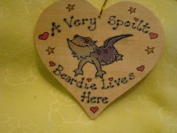 Personalised Beardie Wooden Heart Sign Bearded Dragon Vivarium Plaque Any phrasing
