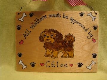 Personalised Puppy Dog Kennel Bed Run House Wooden Sign Personalised Any Breed /Colouration Phrasing 7x 5 inches