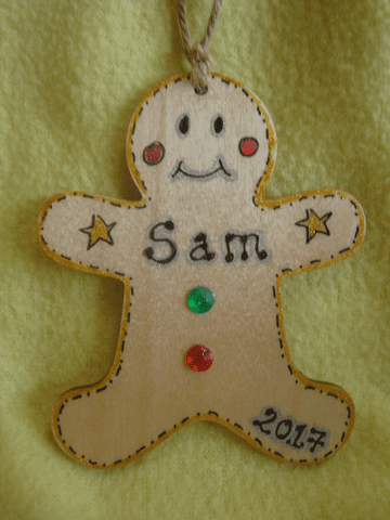 Personalised Wooden Gingerbread Man Boy Christmas Tree Hanger Decoration