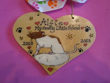 Personalised Wooden Rat Mouse Unique Sign For Cage, Bedroom or as a Memorial Handmade To Order Any Colour Pet