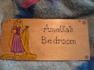Rapunzel Tangled Large Children's Personalised Wooden Sign, 9.5 x 4 inches Suitable for Any Occasion Unique Any Phrasing bedroom, playhouse etc