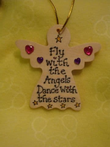 SALE** was £1.99 Inspirational Angel Wooden Hanger Sign "Fly with the angels" Handmade Unique Shabby Chic