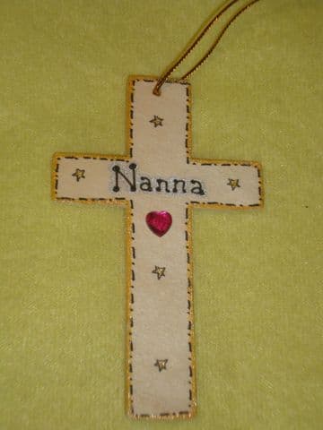 SALE** was £1.99 Nanna Memorial Cross Hanger for wall or tree Christmas Birthday Angelversary In Memory Unique Sign Ready To Despatch