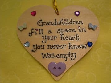 SALE** WAS £3.99 Grandchildren Fill A Space In Your Heart Shabby Chic Unique Wooden  Heart Sign Plaque Gift for Grandparents