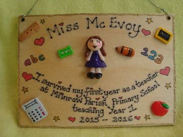 Single character 7 x 5  Larger Teacher's Gift Personalised 3d  Sign Plaque Handmade One of A Kind Any Phrasing Retirement