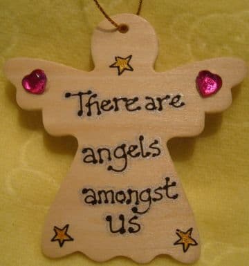 There Are Angels Amongst Us Inspirational Angel Wooden Hanger Sign