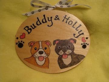 Two Character Personalised Puppy Dog Kennel Bed Run Bedroom Wooden Oval Sign Personalised Any Breed /Colouration Phrasing Unique Gift
