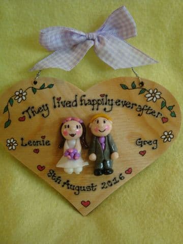 Wedding Day /Anniversary Personalised 3d Heart shaped wooden Sign Personalised to Order Handmade Happily Ever After