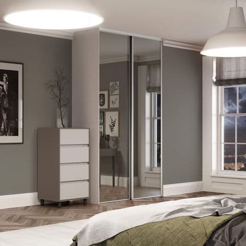 2 x 762mm White frame / Mirror sliding doors  for an opening width of 1498mm
