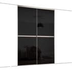 2x 762mm Minimalist Black Glass Sliding Door Kit for an opening width of 1499mm