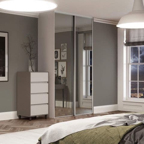 2x914mm Silver Frame Mirror Sliding doors for an opening width of 1803mm