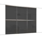 3x 610mm Minimalist Black Glass Sliding Door Kit for an opening width of 1780mm