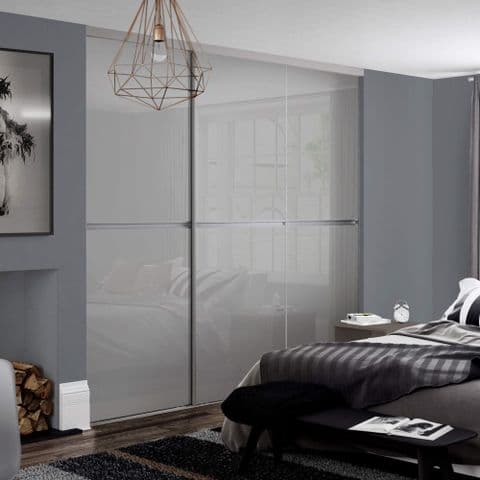 3x 762mm Minimalist Grey Glass Sliding Door Kit for an opening width of 2236mm
