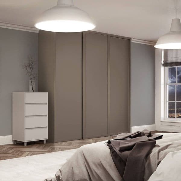 3x610mm Shaker Stone Grey frame and panel sliding wardrobe KIT for an opening width 1680mm