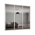 3x762mm Shaker single panel White Frame/mirror doors and track for an opening width 2136mm