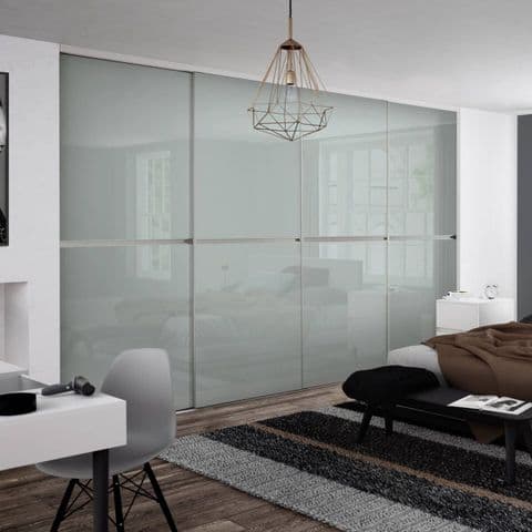 4x 610mm Minimalist Arctic White Glass Sliding Door Kit for an opening width of 2390mm