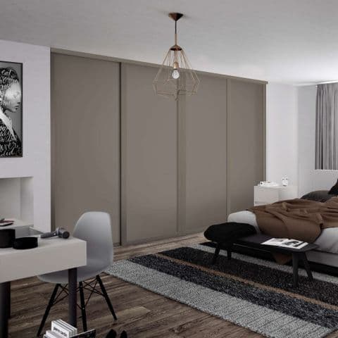 4x 762mm Shaker Stone Grey frame and panel sliding wardrobe KIT for an opening width 2898mm