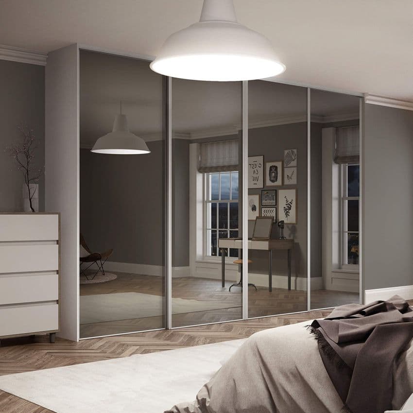4x 762mm Silver frame and  Mirror sliding doors for an opening width of 2997mm