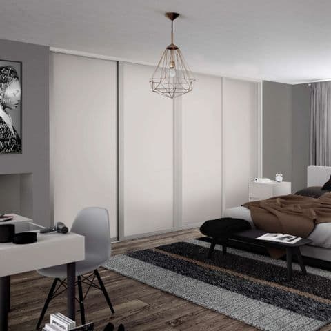 4x762mm Shaker Cashmere frame and panel sliding wardrobe KIT for an opening width 2898mm