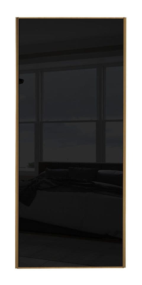 Classic Single panel, Oak frame/ Black glass panel door