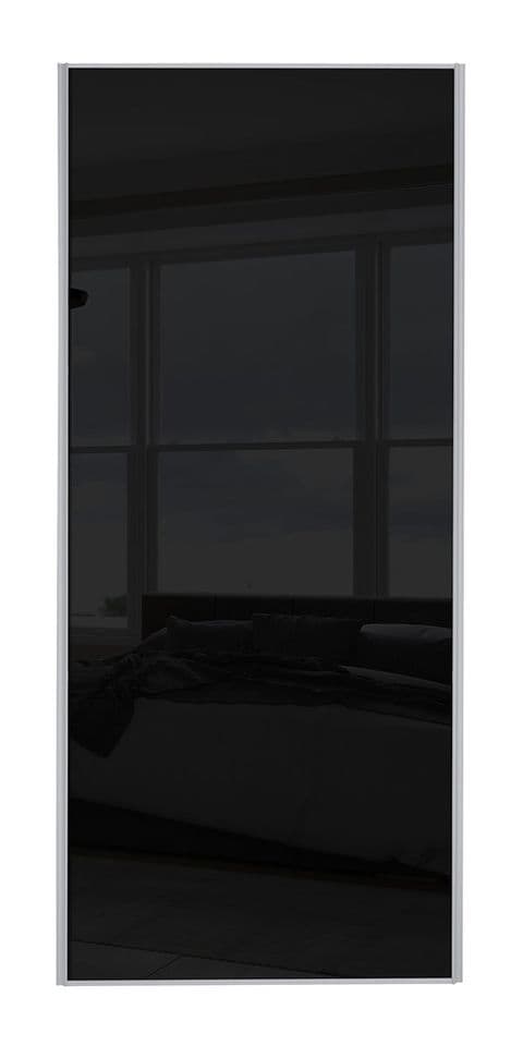 Classic Single panel, Silver frame/ Black glass panel door
