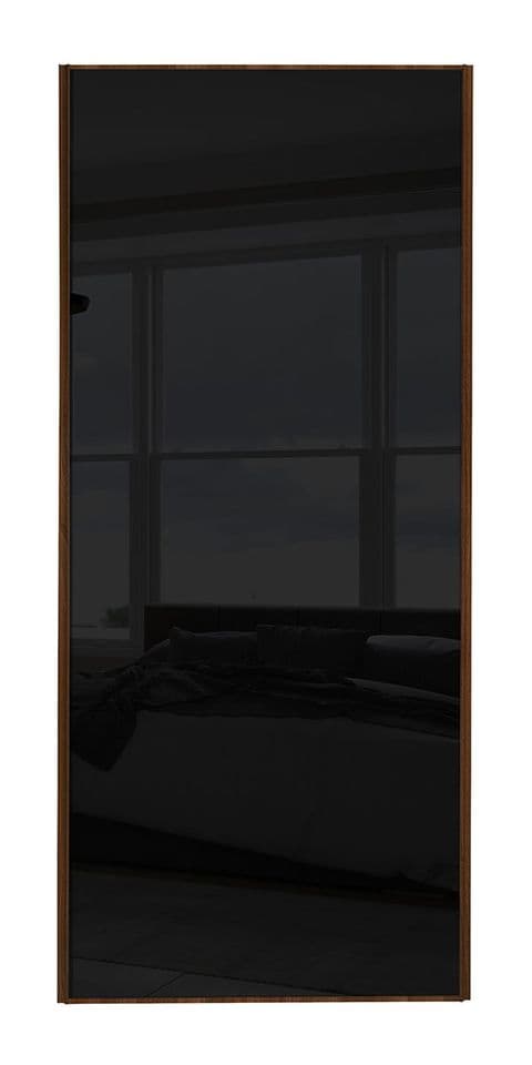 Classic Single panel, Walnut frame/ Black glass door
