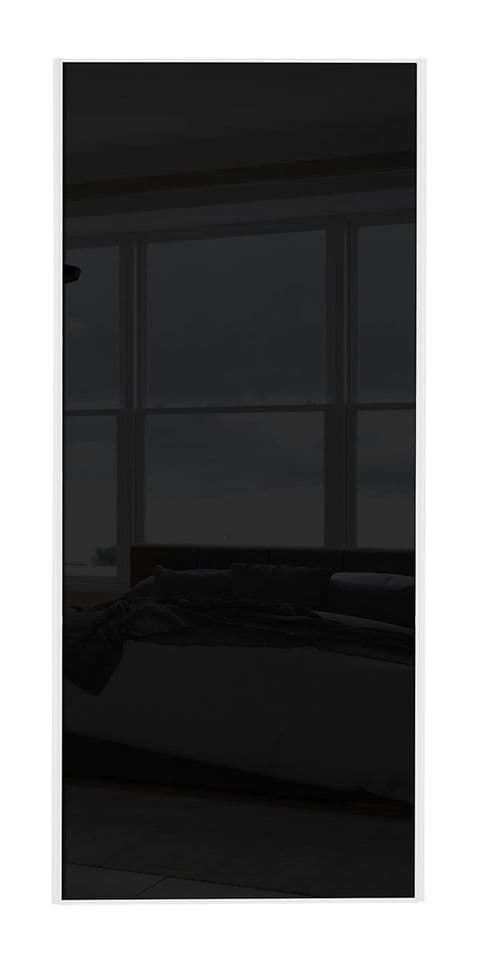 Classic Single panel, White frame/ Black glass panel door