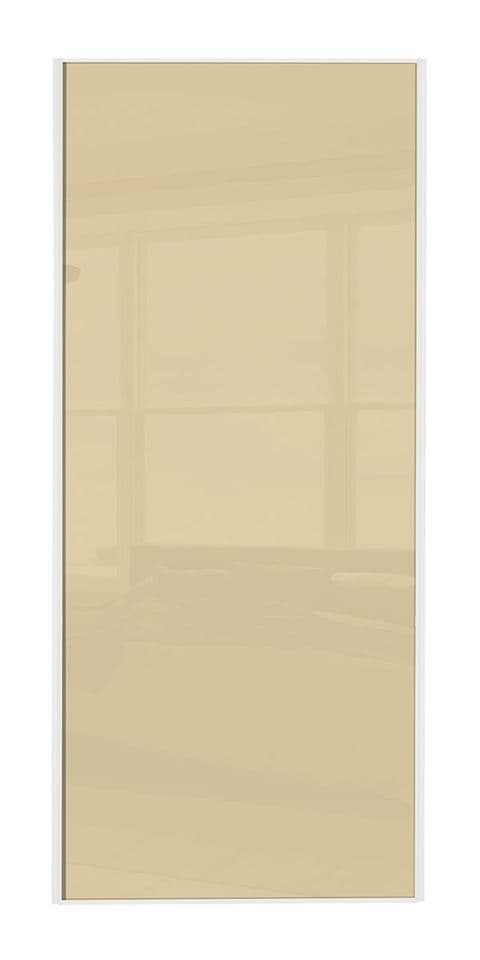 Classic Single panel, White frame/ Cream glass panel door