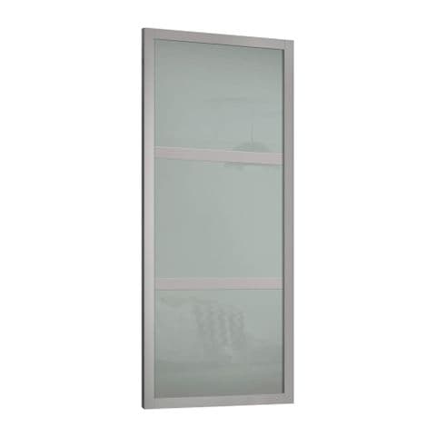 Shaker 610mm 3 panel Grey frame Arctic White glass door