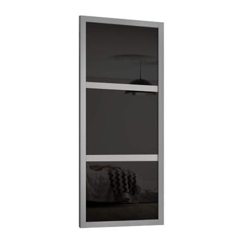 Shaker 610mm 3 panel Grey frame black glass door