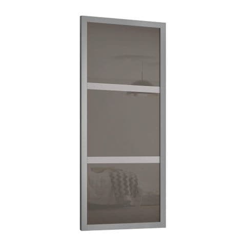 Shaker 610mm 3 panel Grey frame cappuccino glass door