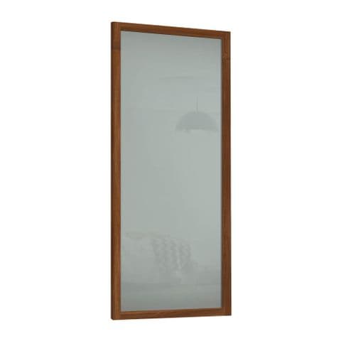 Shaker 610mm Walnut frame and single panel Arctic white glass door