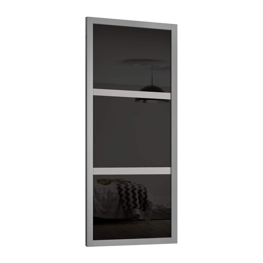 Shaker 914mm 3 Panel Grey Frame Black Glass Door