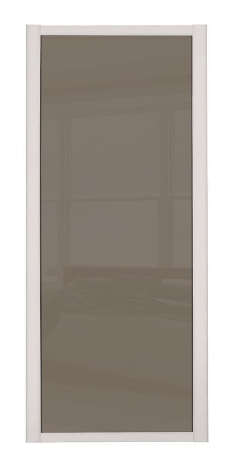 Shaker Sliding Wardrobe Door- CASHMERE FRAME- CAPPUCCINO GLASS SINGLE PANEL